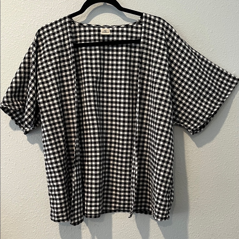 O'Neill  Gingham Open-Front  swim cover up. 
Kimono sleeves
Sz XS